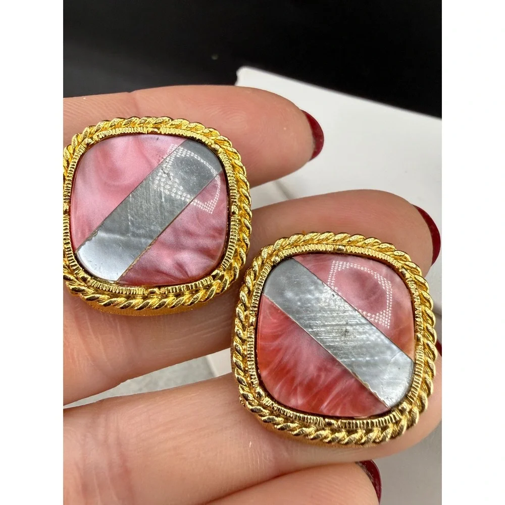 Vintage Cufflinks Set Tie Pin‎ Gold Tone